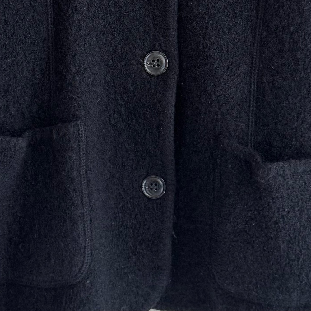 Evan Picone Boiled Wool Jacket Charcoal Gray Minimalist Button Front L - Picture 4 of 7
